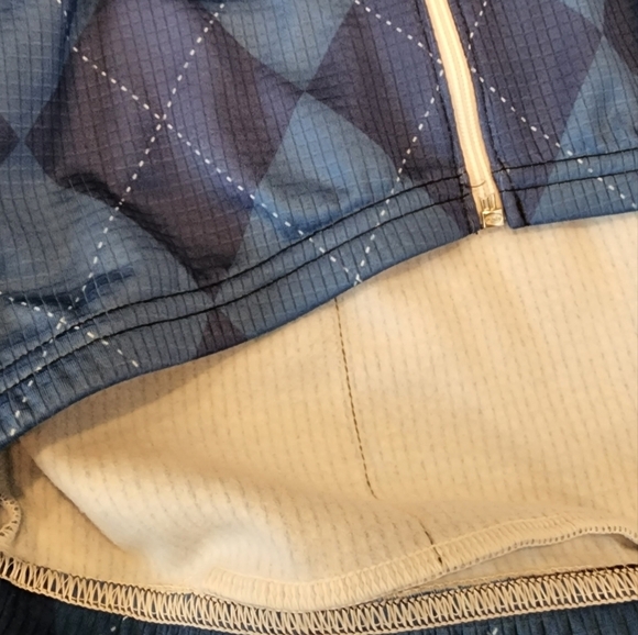 Voler Cycling Full Zip Long Sleeve Jersey Blue Argyle Harlequin Plaid Small - Picture 6 of 12